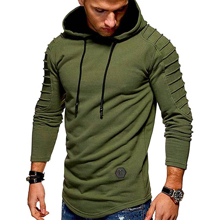 Felpa con cappuccio da uomo, modello lungo, con coulisse e maniche lunghe