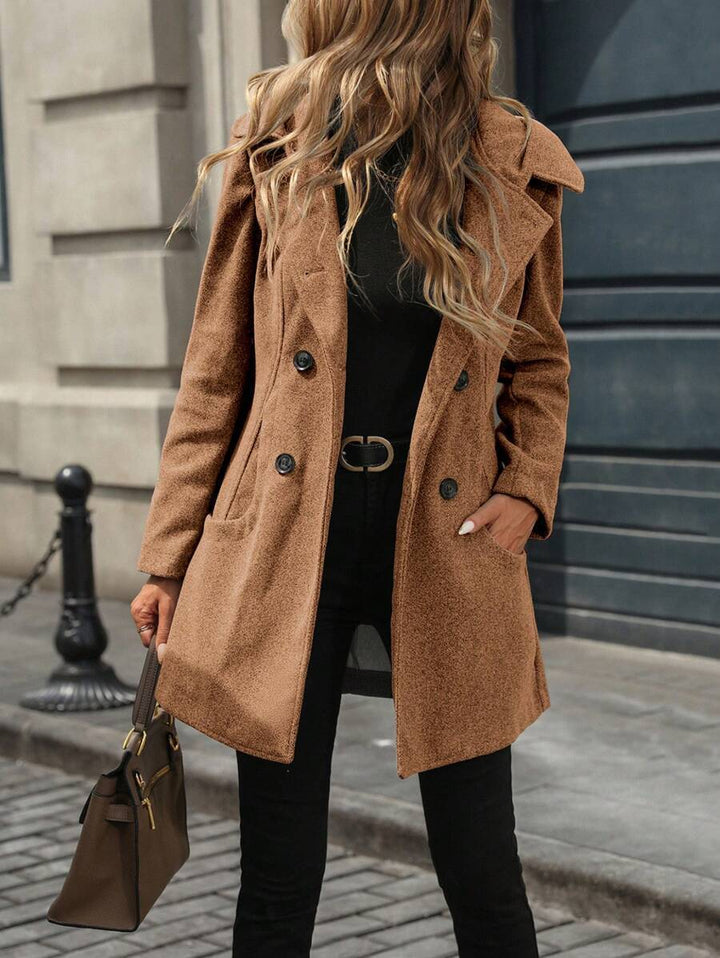 Damen Jacke mit großen Knöpfen, Reverskragen und Taschen