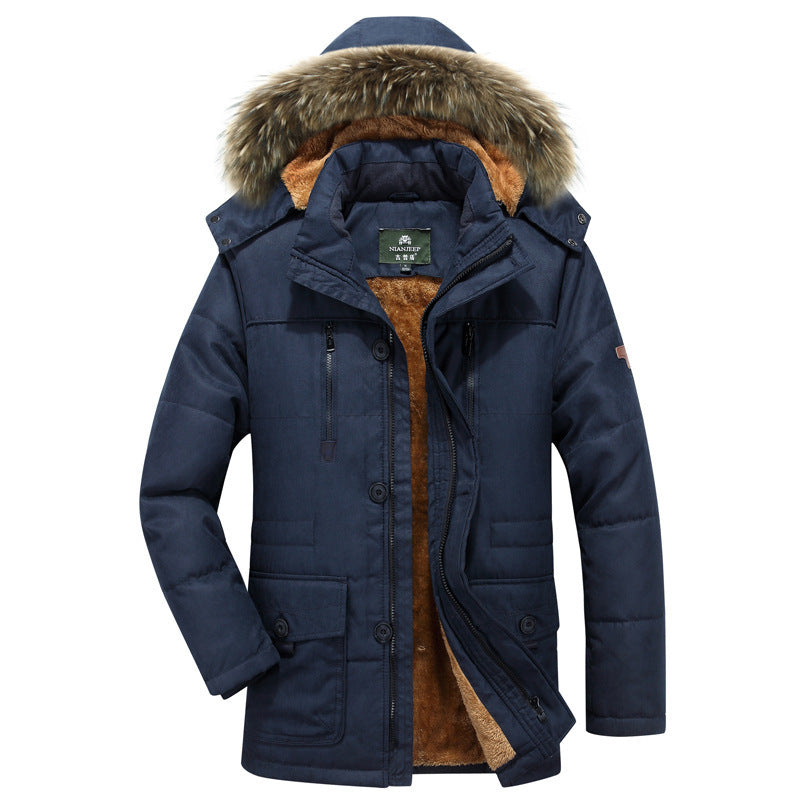 Herren Winterparka mit Kapuze, Knöpfen und Taschen