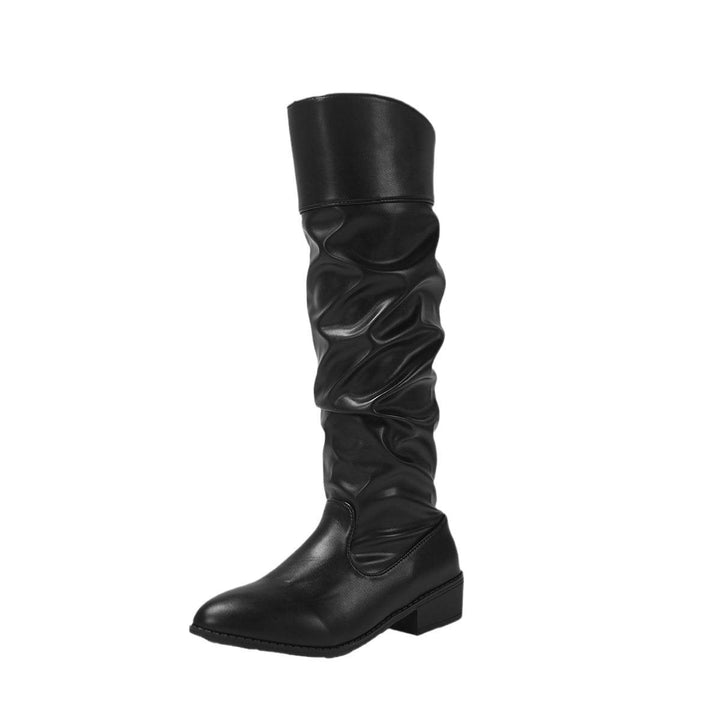 Damen Overkneestiefel mit gepolsterter Innensohle und faltendem Obermaterial