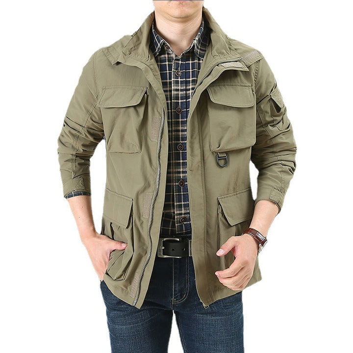 Herren multifunktionale Utility-Fieldjacke mit Klapp- und Reißverschlusstaschen