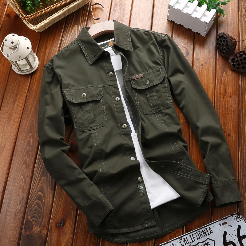Herren Canvas-Overshirt mit Klappbrusttaschen und verstärkten Nähten
