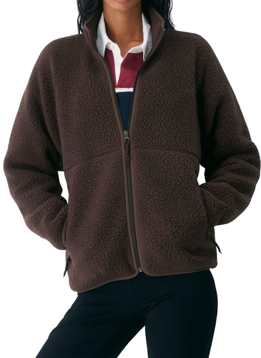 Damen Jacke mit hohem Kragen und Reißverschlusstaschen