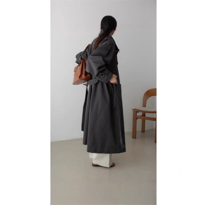 Damen Oversize-Trenchcoat in Maxilänge mit Taillengürtel und Epauletten