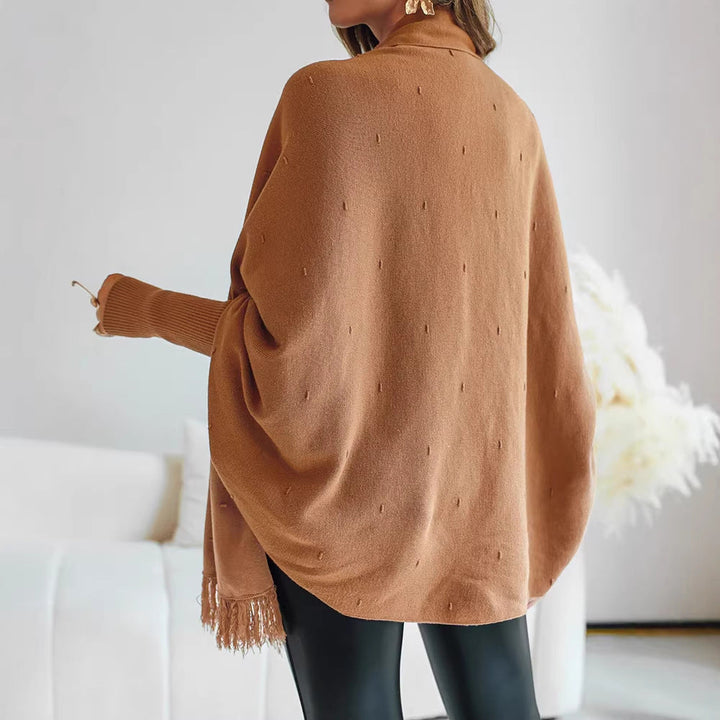 Damen Poncho mit Fransen