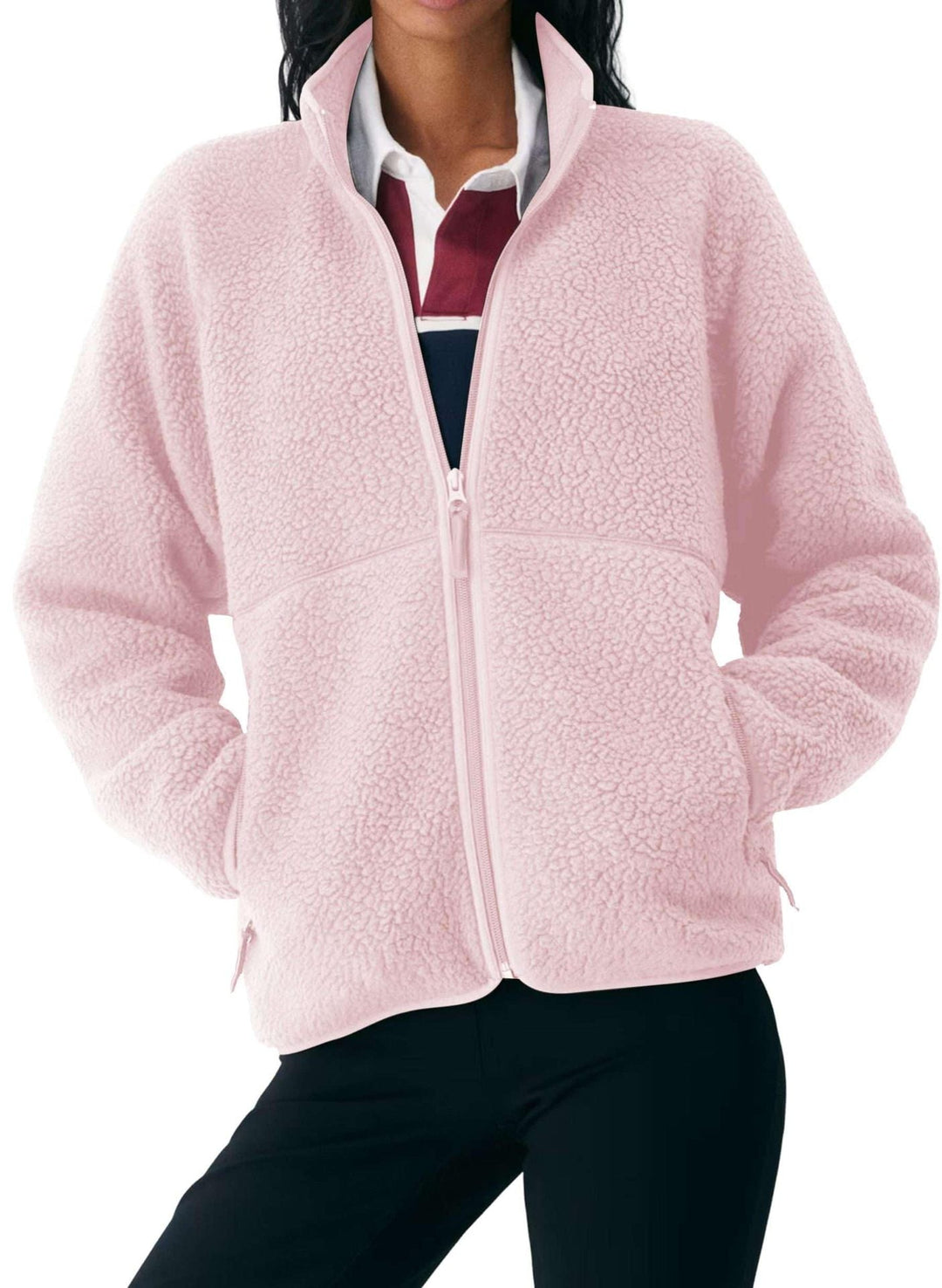 Damen Jacke mit hohem Kragen und Reißverschlusstaschen