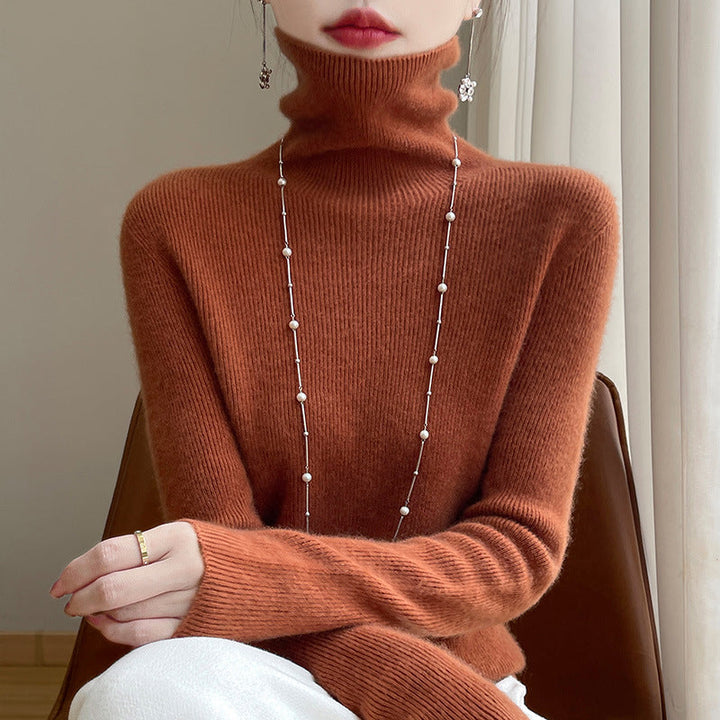 Jersey de cuello alto entallado para mujer