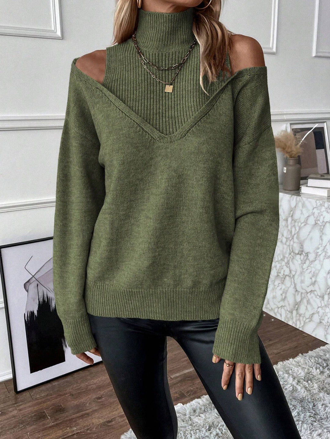 Damen Rollkragenpullover mit langen Ärmeln