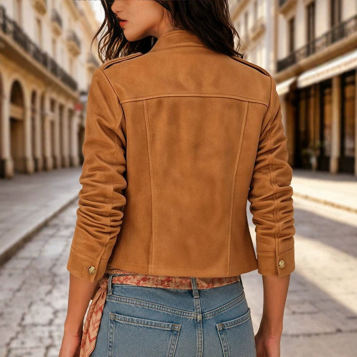 Damen Langarm-Jacke mit Knöpfen und Taschen