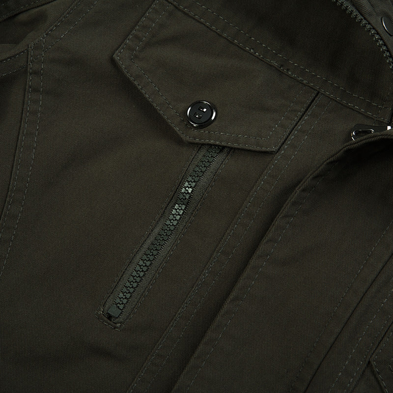 Ανδρικό ανθεκτικό field jacket από καμβά με όρθιο γιακά και πολυλειτουργικές τσέπες