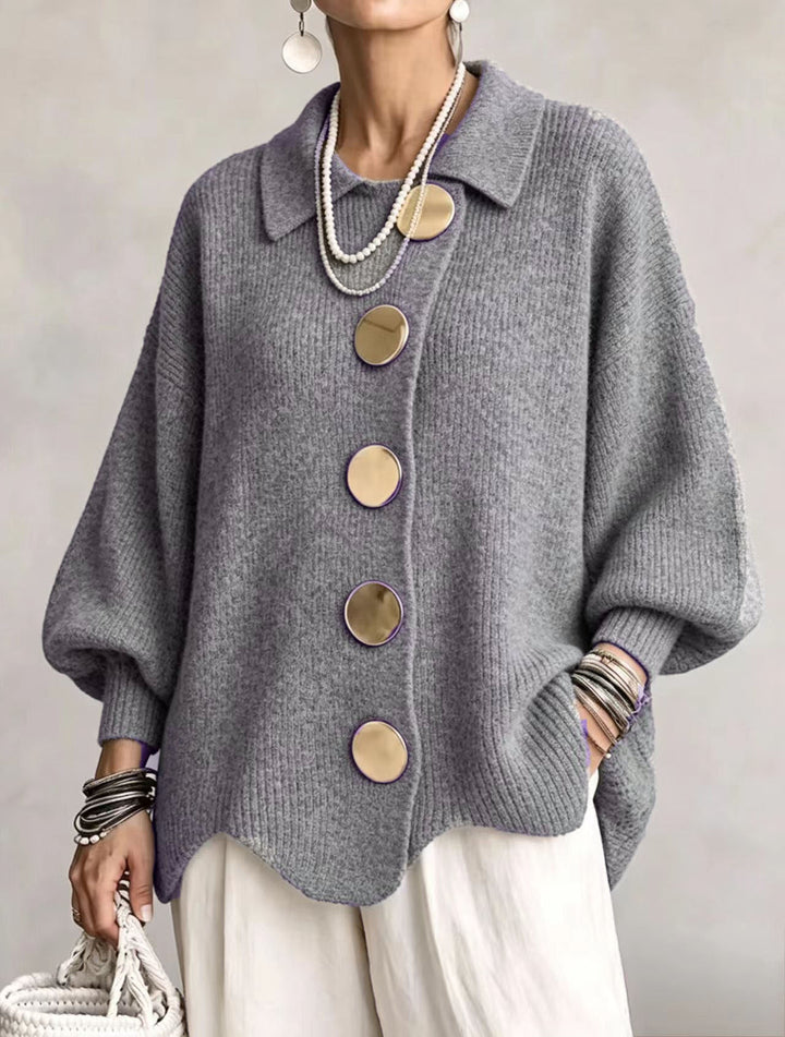 Damen Langarm-Strickjacke mit Knöpfen