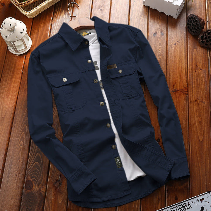 Herren Canvas-Overshirt mit Klappbrusttaschen und verstärkten Nähten