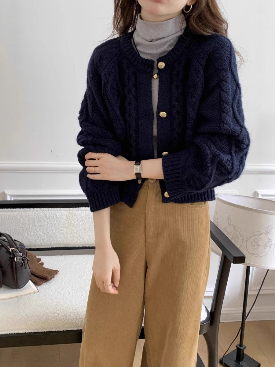 Damen Cardigan mit Rundhalsausschnitt und langen Ärmeln