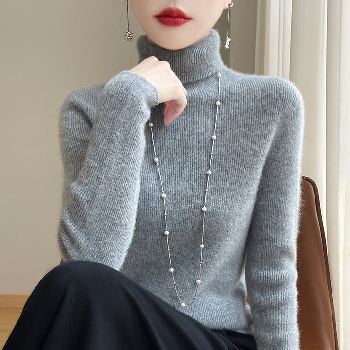 Jersey de cuello alto entallado para mujer