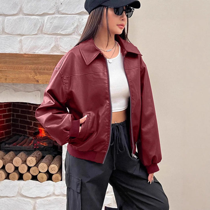 Giacca bomber da donna con colletto classico e cerniera integrale