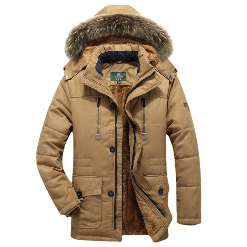 Herren Winterparka mit Kapuze, Knöpfen und Taschen