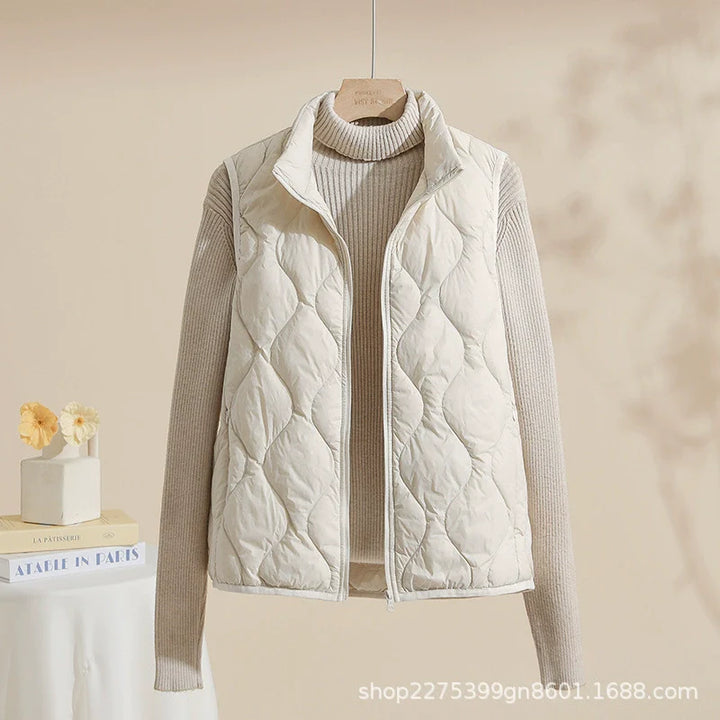Damen Steppweste mit hohem Kragen und Taschen