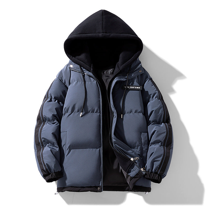 Parka acolchoado para homem com capuz interior e fecho de correr bidirecional