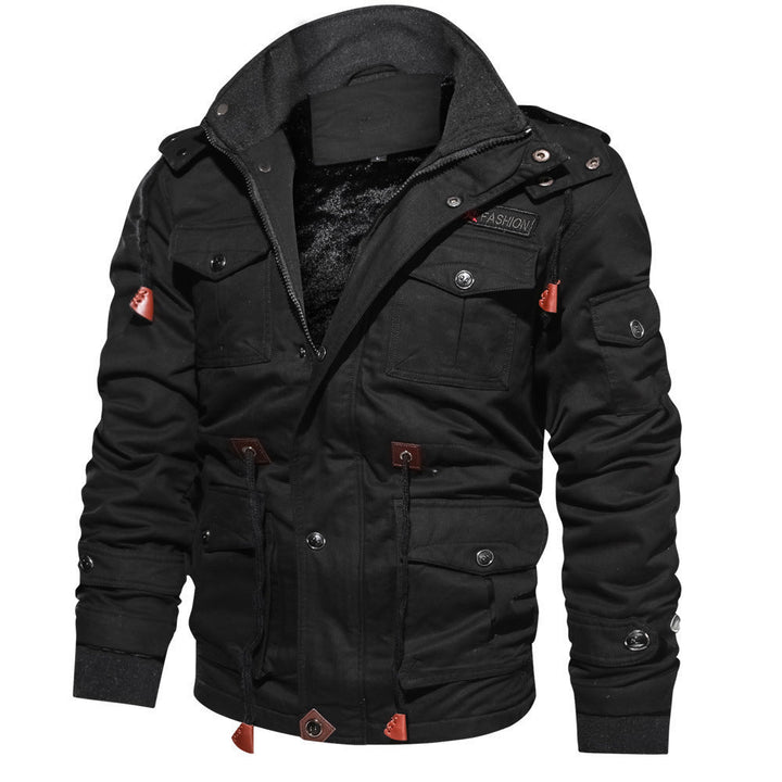 Herren gefütterte Utility-Feldjacke mit Kordelzug und Taschen