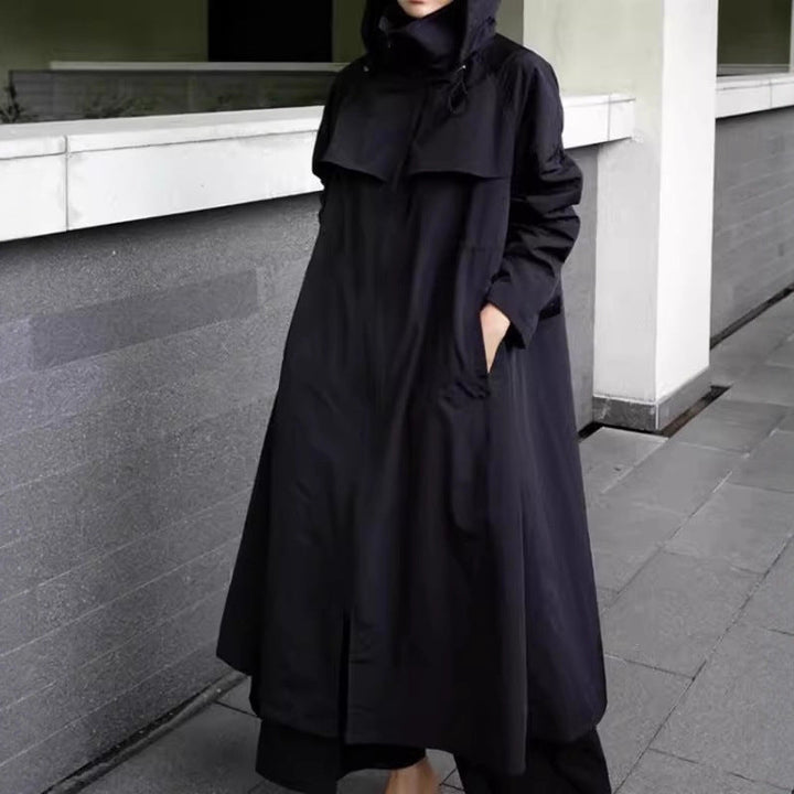 Impermeable oversize para mujer, repelente al agua, con capucha y corte en A