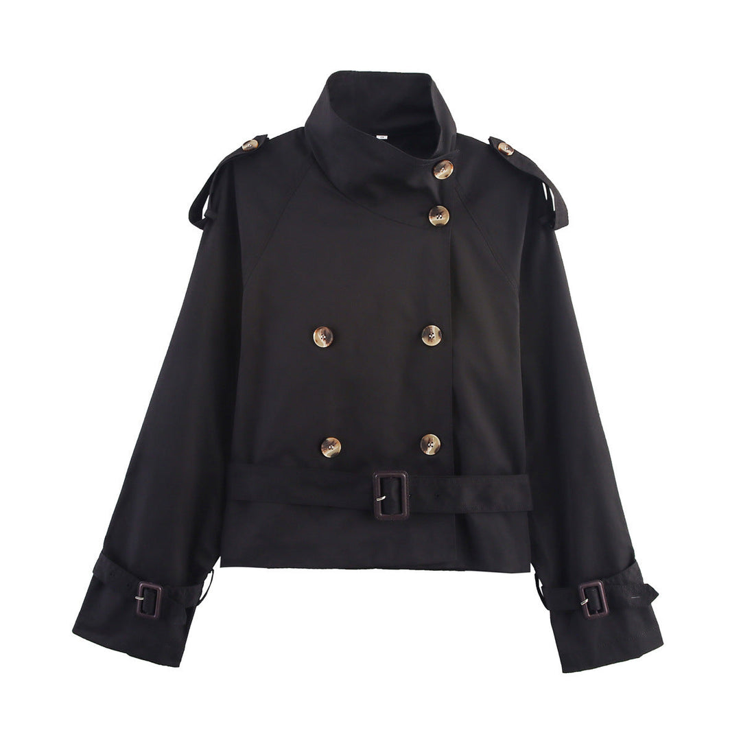 Chaqueta trench de mujer con cinturón y doble botonadura
