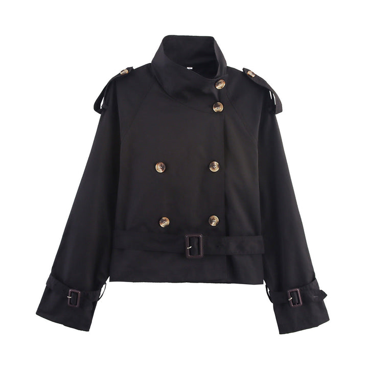 Chaqueta trench de mujer con cinturón y doble botonadura