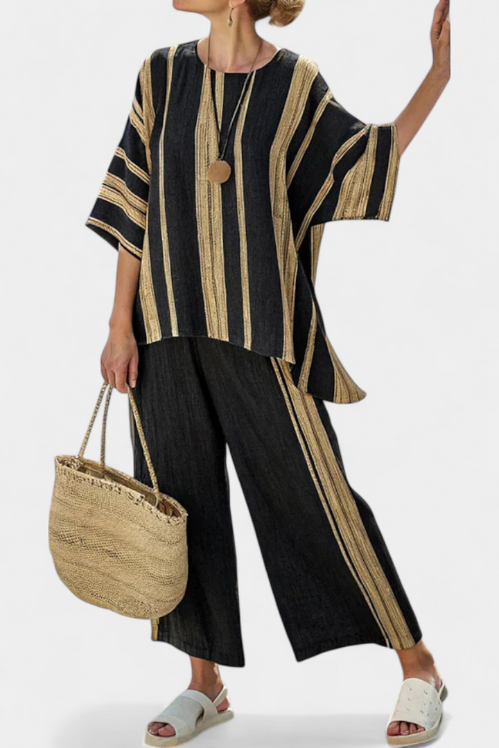 Tamara – bequeme oversized Streifenbluse und entspannte Leinenhose