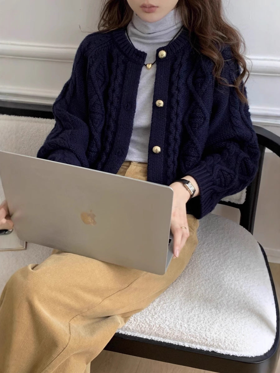 Damen Cardigan mit Rundhalsausschnitt und langen Ärmeln