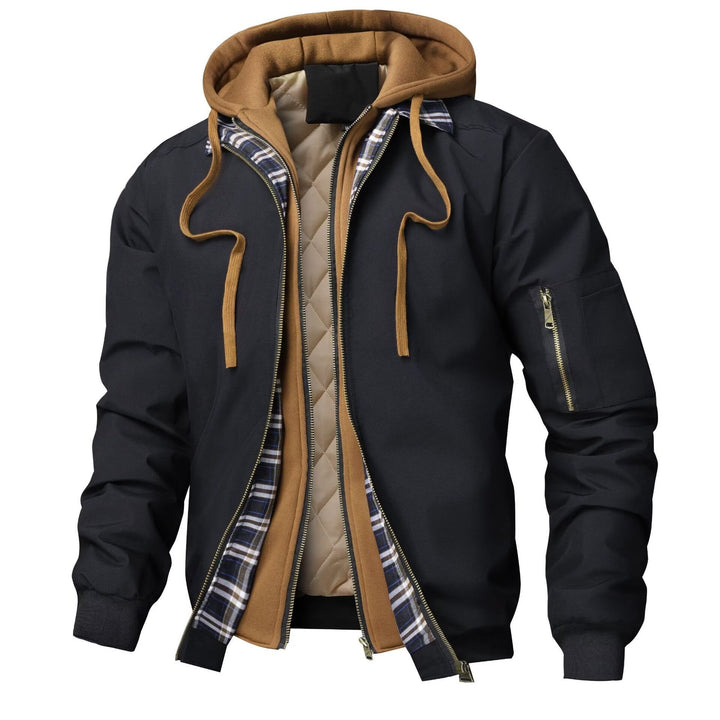 Herren Jacke mit Kapuze, Taschen und Tunnelzug