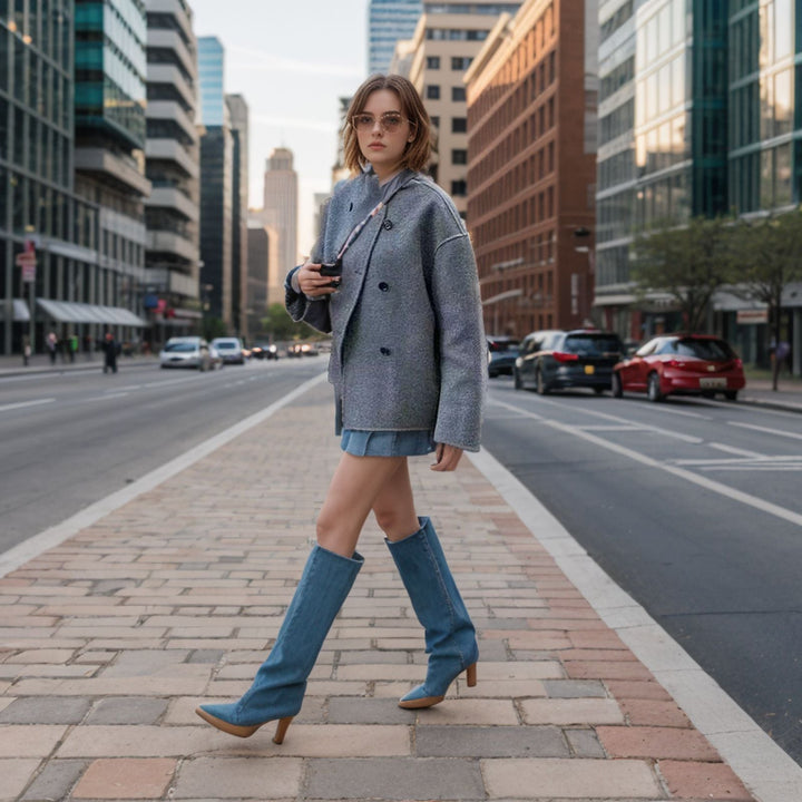 Damen Oversized Jacke mit Doppelreißverschluss und Taschen