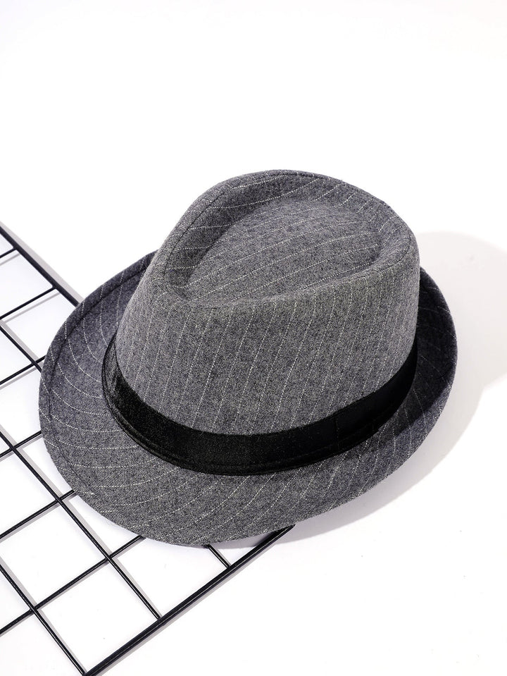 Damen Fedora-Hut mit gestreiftem Muster und Samtband