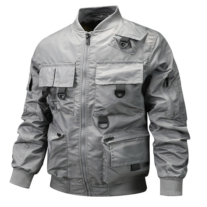 Men's bomber jacket with modular pockets and D-ring details