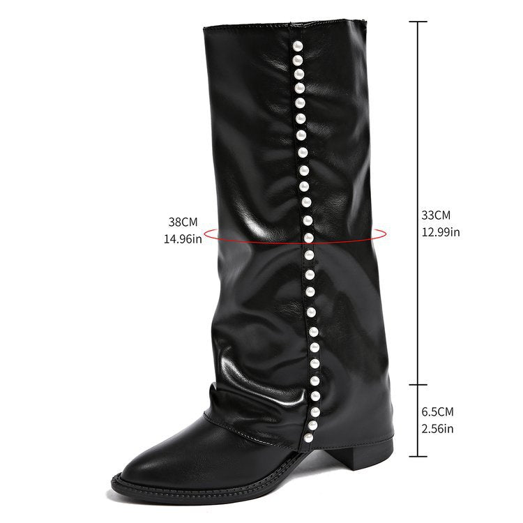 Bottes pour femme ornées de perles et dotées d’une semelle antidérapante
