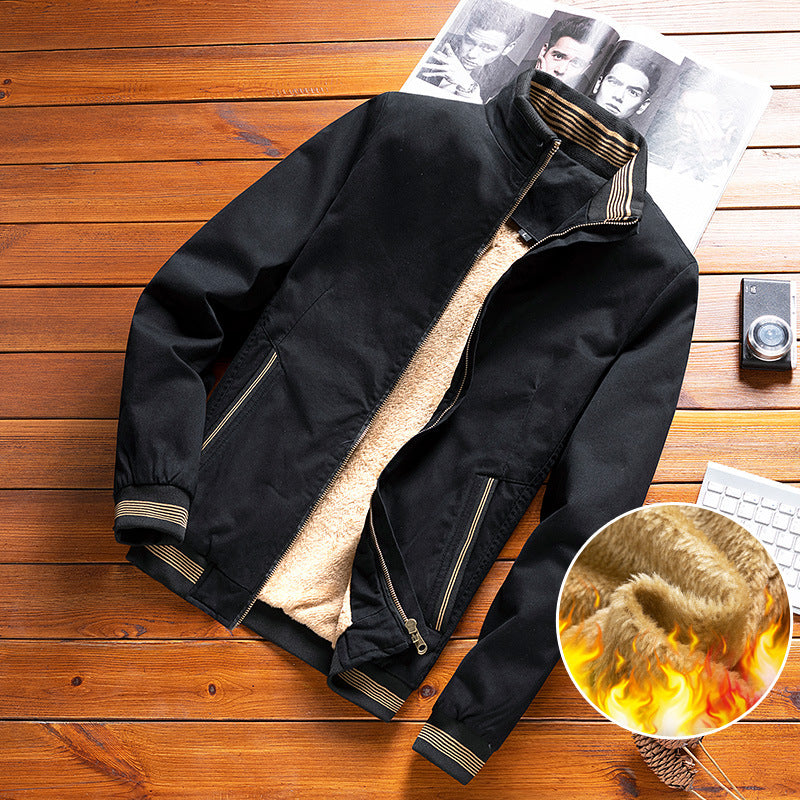 Men's padded bomber jacket with teddy lining and zippered pockets