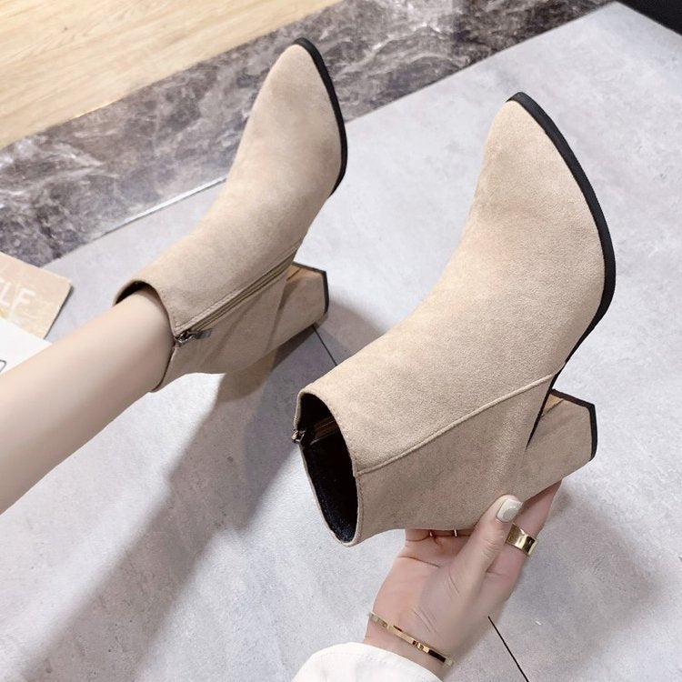 Damen Stiefeletten mit blockierendem Absatz und Reißverschluss
