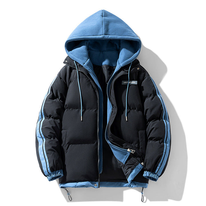 Parka acolchoado para homem com capuz interior e fecho de correr bidirecional