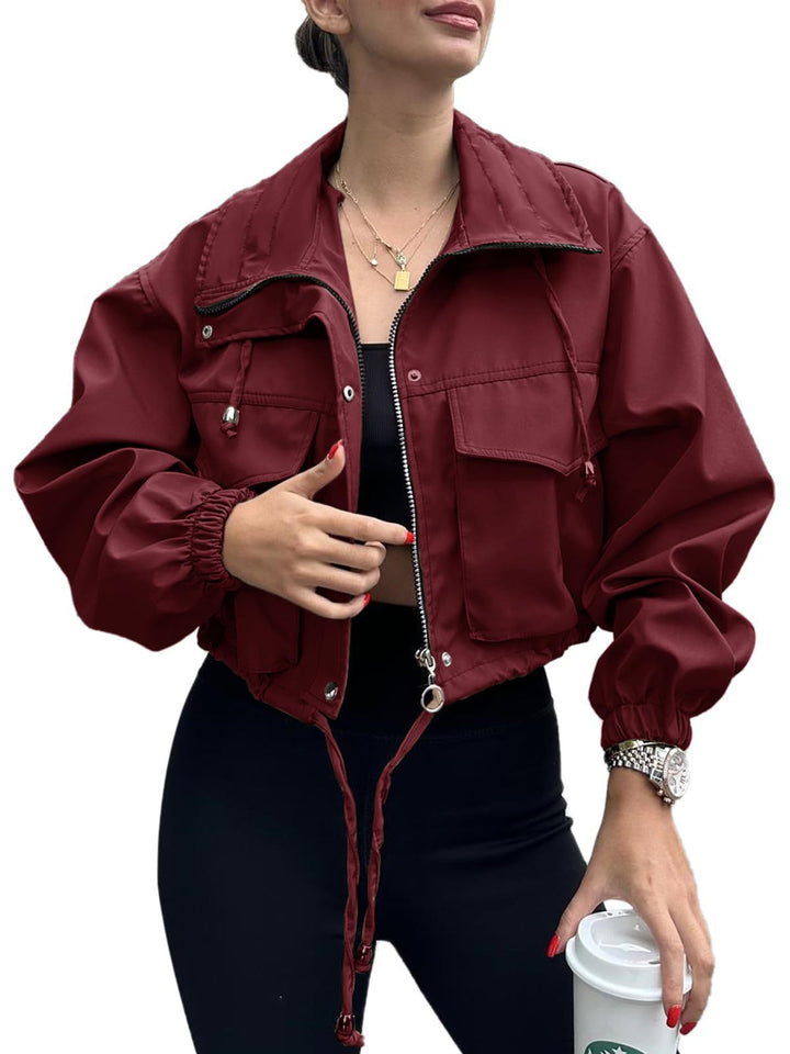 Damen Kurzjacke mit Kordelzug und elastischen Bündchen