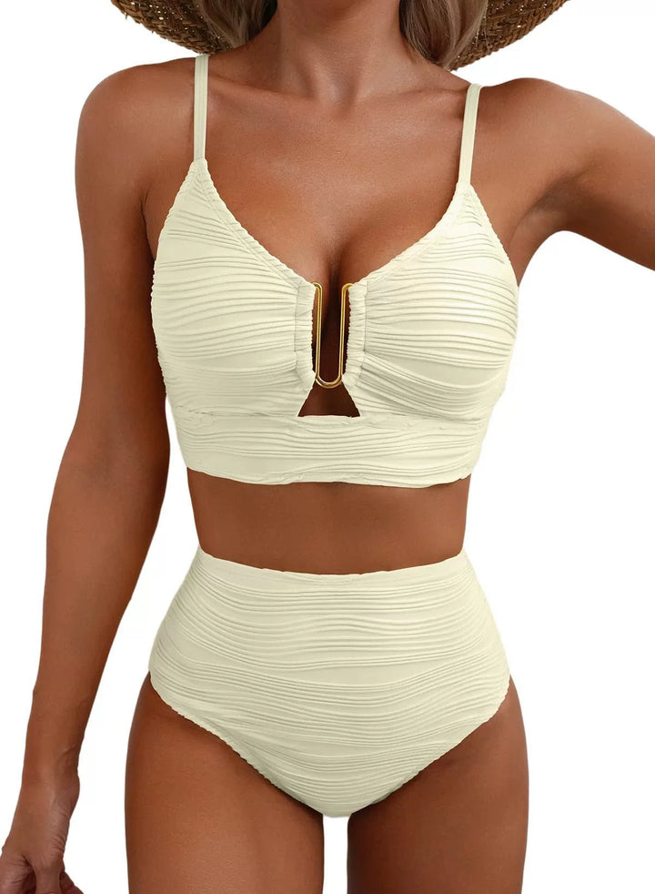 Siren | Hochtailliertes Bikini-Set mit Gold U-Link Detail