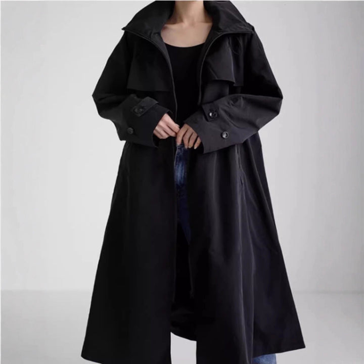 Impermeable oversize para mujer, repelente al agua, con capucha y corte en A