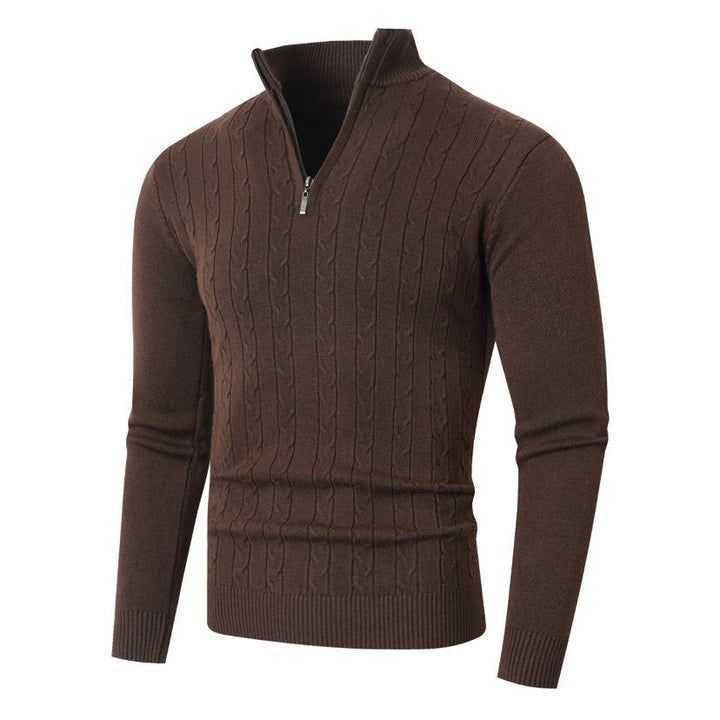 Maglione da uomo con motivo a trecce e collo alto