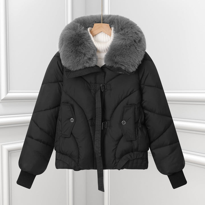 Damen kurzes Pilotblouson mit voluminösem Schalkragen und Kordelzugsaum
