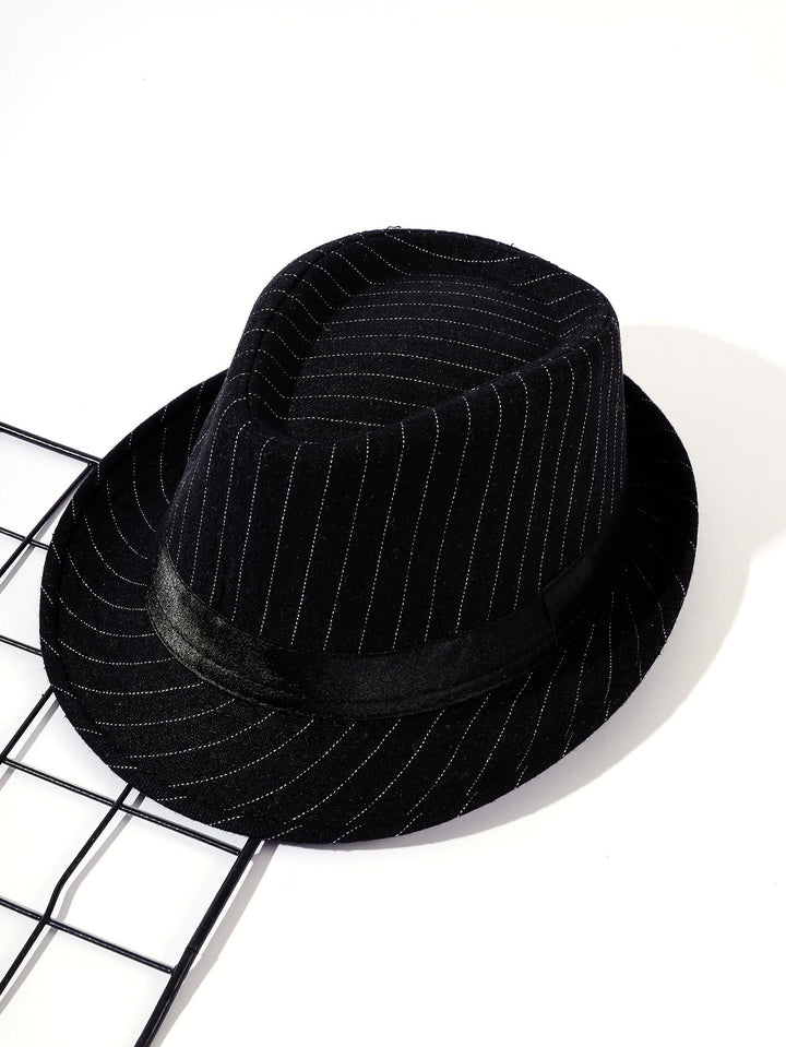 Damen Fedora-Hut mit gestreiftem Muster und Samtband