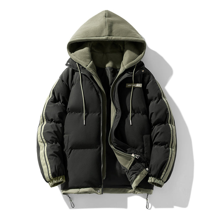 Parka acolchoado para homem com capuz interior e fecho de correr bidirecional