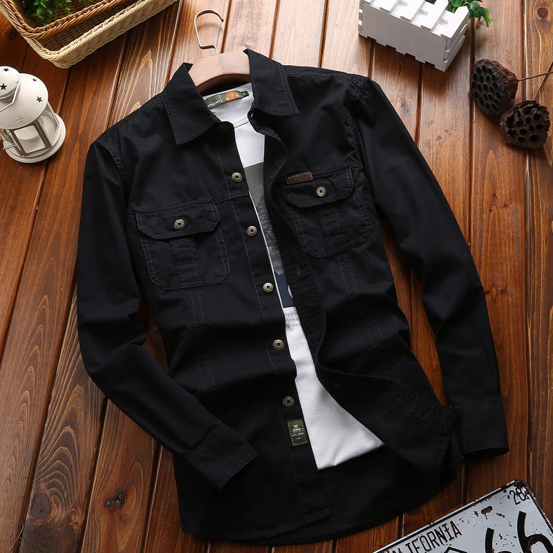 Herren Canvas-Overshirt mit Klappbrusttaschen und verstärkten Nähten