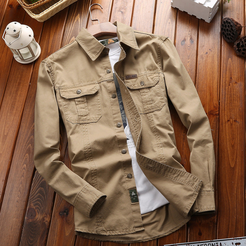 Herren Canvas-Overshirt mit Klappbrusttaschen und verstärkten Nähten