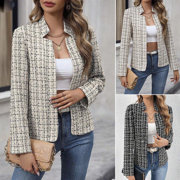 Damen Tweedjacke mit figurbetontem Schnitt und offenem Design