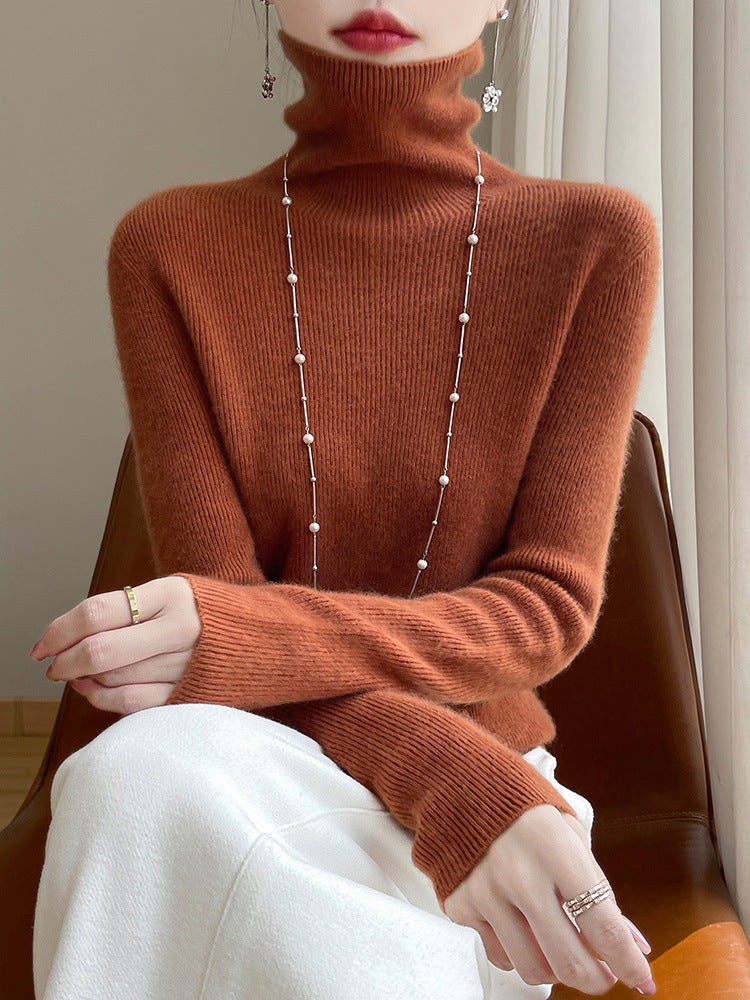 Jersey de cuello alto entallado para mujer