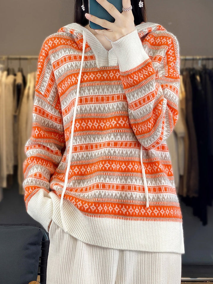 Damen Oversized Hoodie mit V-Ausschnitt und Kordelzug