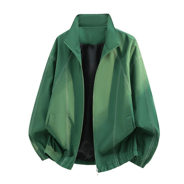 Men’s oversized lightweight blouson jacket with a stand collar and elastic hem