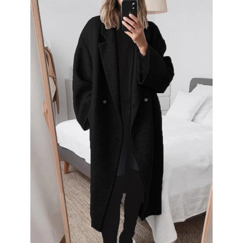 Damen Oversize-Mantel mit Revers und doppelter Knopfleiste